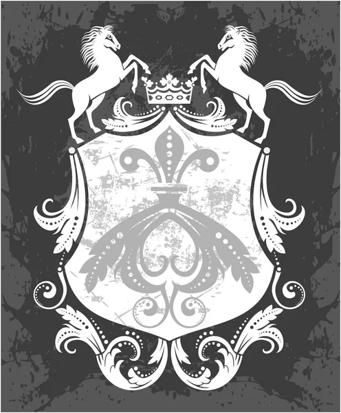 Decorative frame with crown and horses — Stock Vector