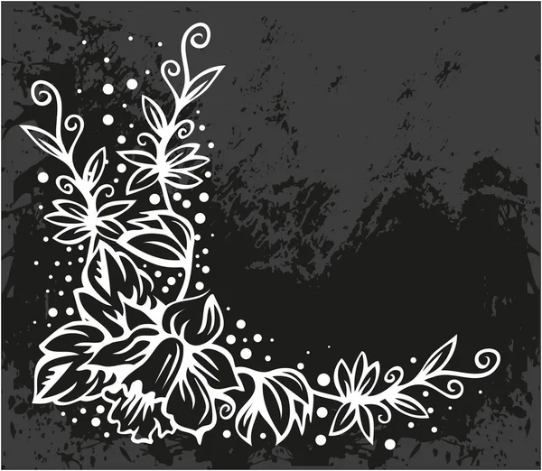 Floral zwart hoek — Stockvector