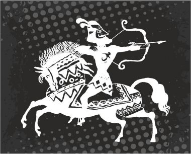 At sırtında savaşçı okçu.