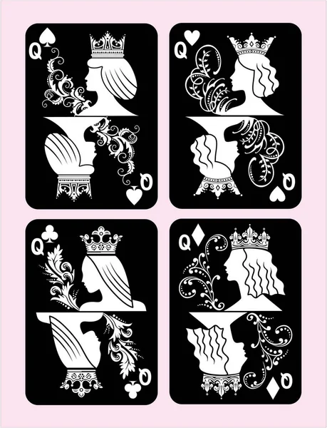 Poker kaarten koningin set — Stockvector