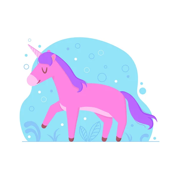 Cute cartoon unicorn. Magical animals. Fairytale concept. Stock vector illustration in cartoon flat style isolated on white background. Can be used as poster or print for kids textile. — Stock Vector