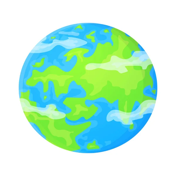 漫画のスタイルで平らな地球のテンプレート。世界環境の概念。白い背景に隔離されたかわいいベクトルイラスト. — ストックベクタ