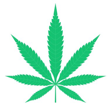 Kenevir yeşili klişe ikonu. CBD, eczacılık, tıbbi, yasal narkotik, haşhaş yağı, organik konsept. Kozmetik afiş, web ya da uygulama için kullanılabilir. Stok vektör illüstrasyonu beyaz üzerine izole edildi