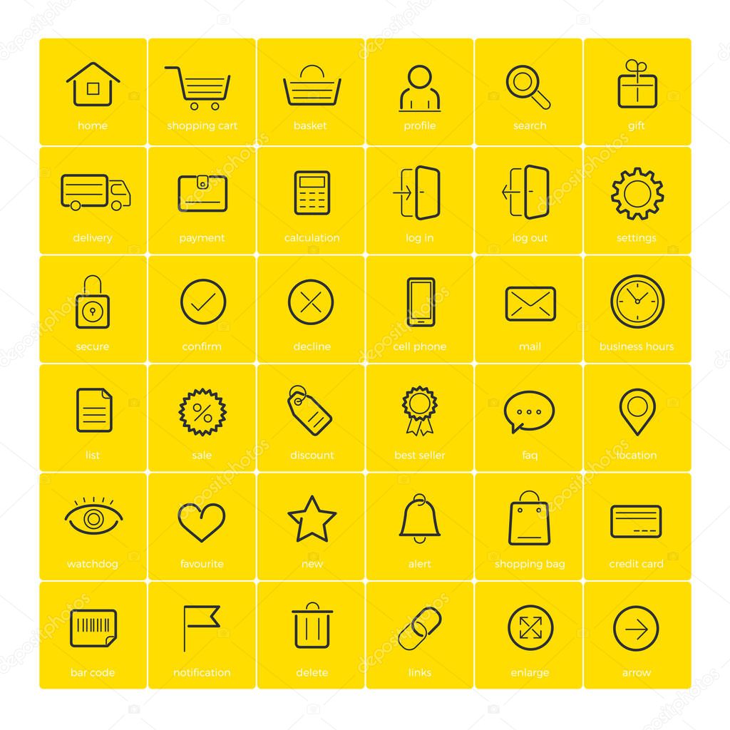 Ecommerce icons on yellow background