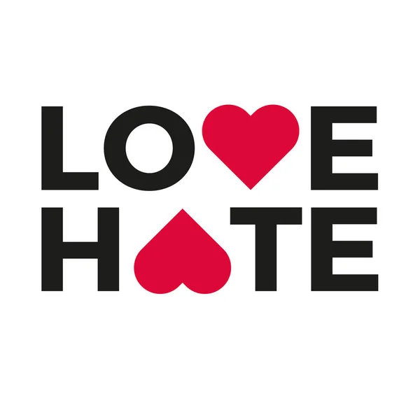 Liefde & haat logo met hart symbool ondersteboven — Stockvector