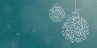 İki Noel topları ile vektör Noel tebrik kartı şablonu