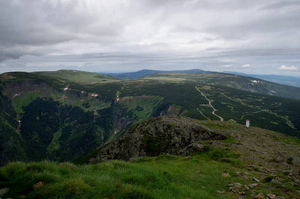 View of landcape from the Snezka hill in summer, Krkonose - Czech Republic — Stock Photo, Image