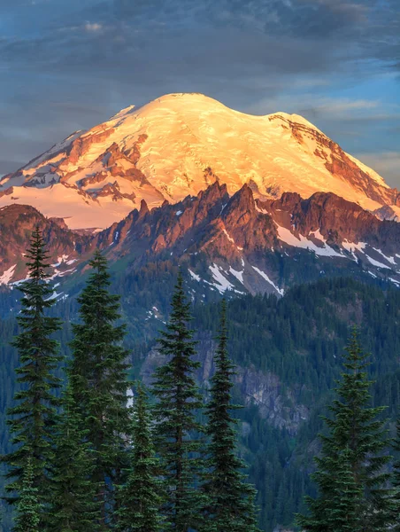 stock image Mount Rainier at sunrise in Mount Rainier National Park, Washing