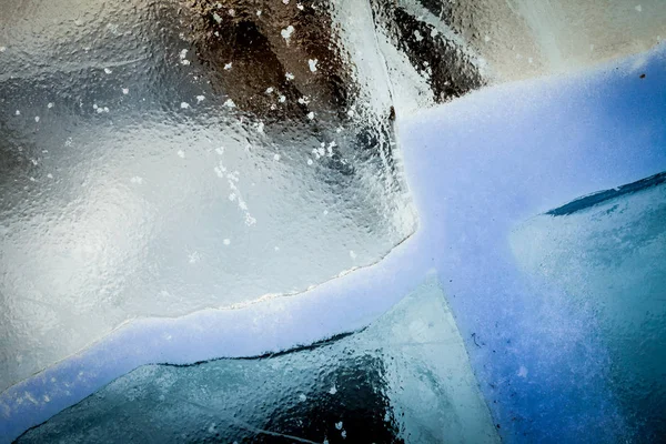 Zbliżenie lodu pokazujące szczegóły i teksturę — Zdjęcie stockowe