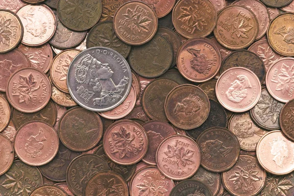 Canadian one cent coins background — Stock Photo, Image