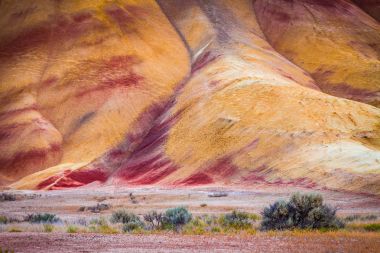Detail image of the colorful clay hills in the Painted Hills of  clipart