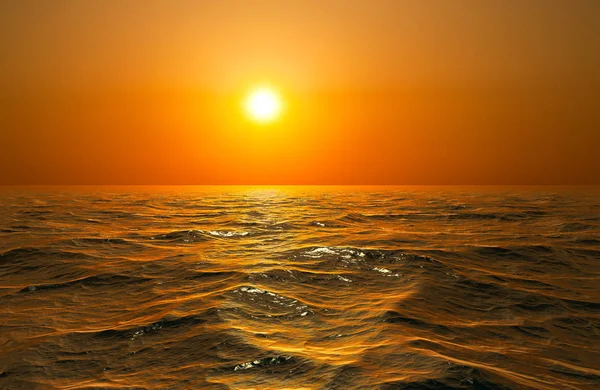 Background of sky with the setting sun reflected in water or oce — Stock Photo, Image