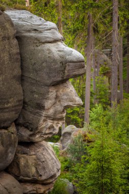 A cliff or rock that looks like a face on Ostas hill in the Czech Republic clipart