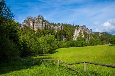 Bir çit Kuzey Çek Cumhuriyeti'nde ünlü Ardspach yakınındaki bir çayırda