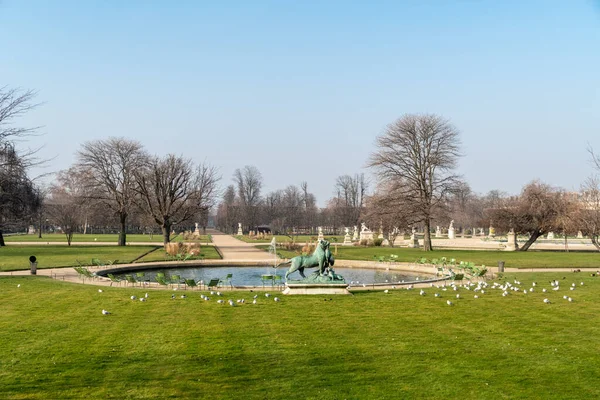 Jardin Des Tuileries Paris Vue Sur Petit Étang Dans Jardin — Photo