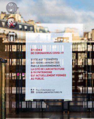 Palais de chaillot Coronavirus epidemisi yüzünden kapandı - Paris, Fransa