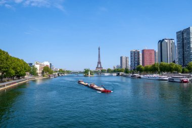 Covid-19 Kilitlemesi sırasında Seine Nehri Panoramisi - Paris, Fransa