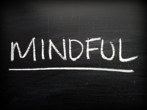 The word Mindful on a Blackboard