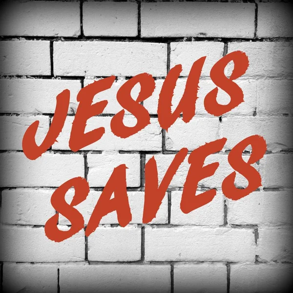 Jesus Saves Wimbledon on a Brick Wall — стоковое фото