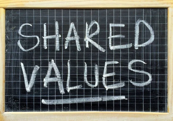 Shared Values Message on a Blackboard — Stock Photo, Image