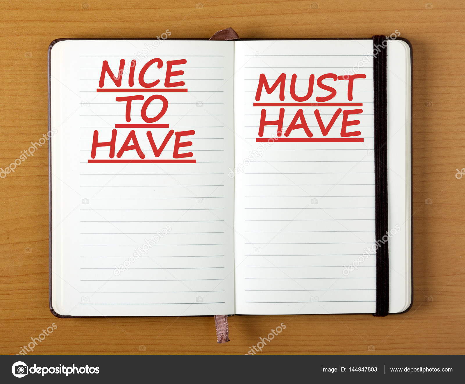 Nice To Have Versus Must Have Stock Photo By C Thinglass