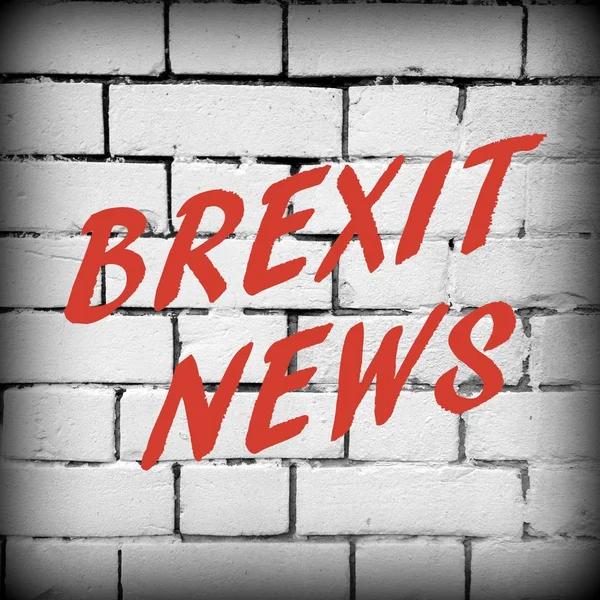 Noticias del Brexit en un fondo de pared de ladrillo — Foto de Stock