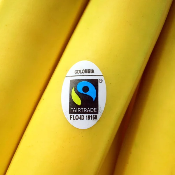 Bracknell Anglie Dubna 2018 Kolumbijská Banány Nesoucí Nálepku Fairtrade Foundation — Stock fotografie