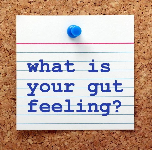 Question What Your Gut Feeling Blue Text Note Card Pinned — 스톡 사진