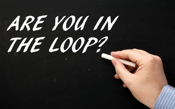 Hand Writing Question You Loop Backboard Reminder Stay Connected Business — Stock Photo, Image