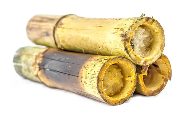 Süßer klebriger Reis in Bambus — Stockfoto