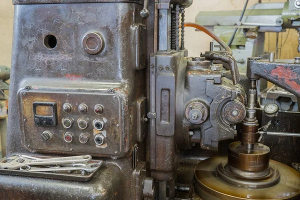 Closeup old milling machine