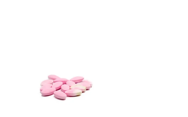 Blur expired calcium tablet pills with color change isolated on white background with copy space — Stock Photo, Image