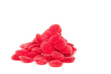 Kırmızı vitamini pastil kırpma yoluyla yığını. Multivitamin çocuklar için sağlıklı kavram sakızlı