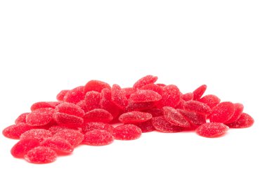 Kırmızı vitamini pastil kırpma yoluyla yığını. Multivitamin çocuklar için sağlıklı kavram sakızlı