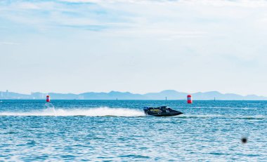 Chonburi, Tayland-26 Kasım 2017: F5 tekneye Bangsaen güç tekne 2017 Bangsaen Beach Tayland