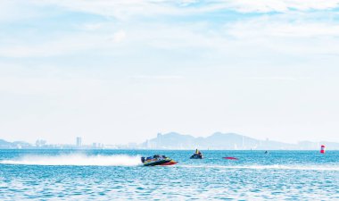 Chonburi, Tayland-26 Kasım 2017: F5 tekneye Bangsaen güç tekne 2017 Bangsaen Beach Tayland