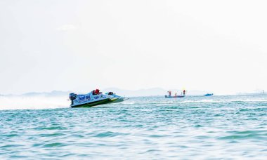 Chonburi, Tayland-26 Kasım 2017: F5 tekneye Bangsaen güç tekne 2017 Bangsaen Beach Tayland