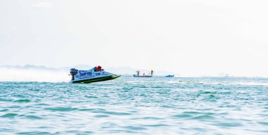Chonburi, Tayland-26 Kasım 2017: F5 tekneye Bangsaen güç tekne 2017 Bangsaen Beach Tayland
