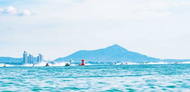 Chonburi, Tayland-26 Kasım 2017: F5 tekneye Bangsaen güç tekne 2017 Bangsaen Beach Tayland