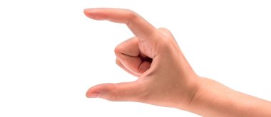 Kırpma yolu olan beyaz arkaplanda elle izole edilmiş bir adam