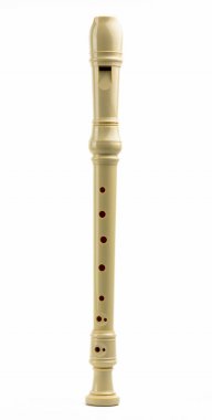 Soprano (Descant) recorder. Plastic recorder flute isolated on w clipart