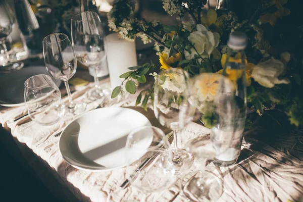 Hermosa Mesa Para Algún Evento Festivo Fiesta Recepción Boda Puesta — Foto de Stock