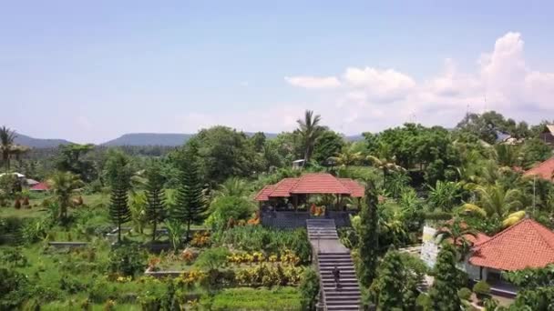 Vista Aérea Incrível Aldeia Balinesa Tradicional Localizar Imagens Bela Ilha — Vídeo de Stock