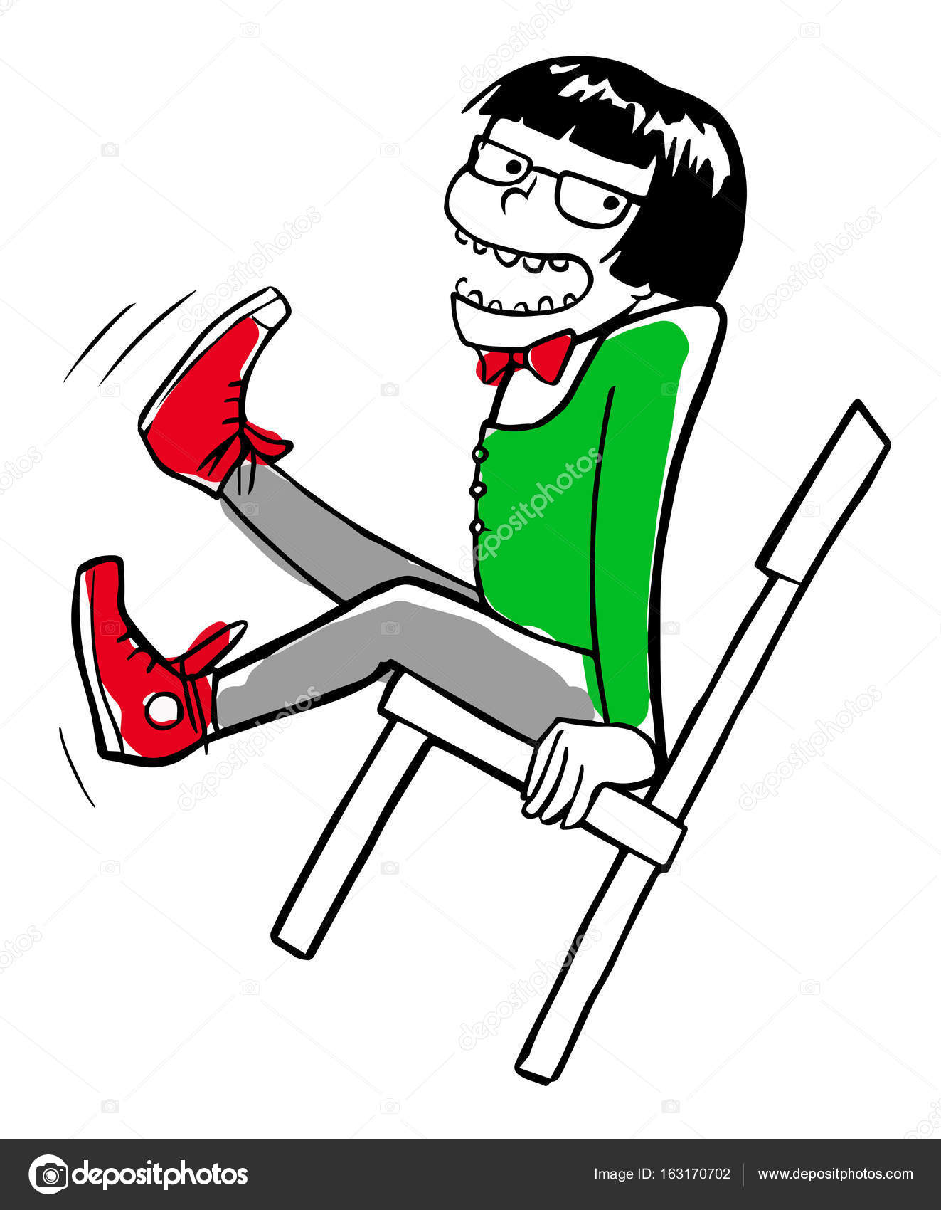 Funny boy swinging on the chair