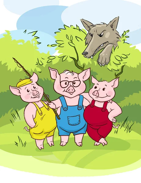 Three piglets fairytale characters