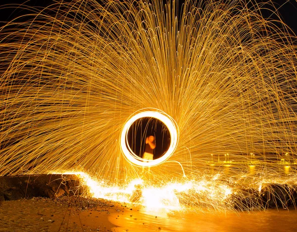 Wełna stalowa Spinning 3 — Zdjęcie stockowe