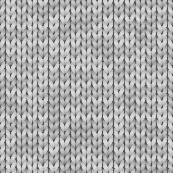 Weiß und grau realistische Strickstruktur nahtlose Muster. Vektor nahtlosen Hintergrund für Banner, Website, Karte, Tapete. — Stockvektor