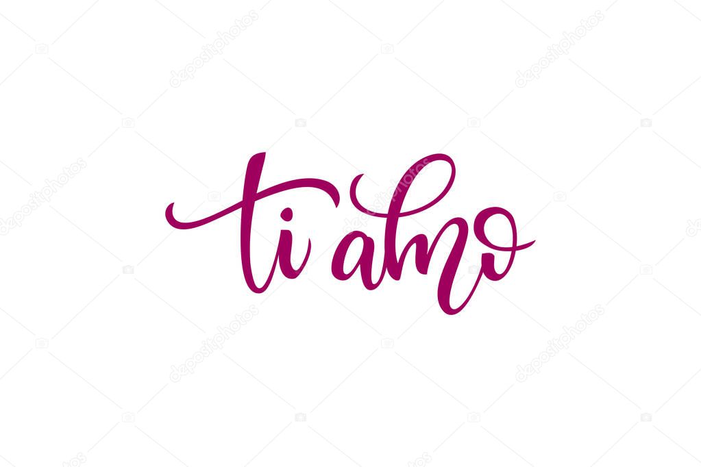 Words I love you in Italian. Inscription on white isolated background for greeting cards, invitation cards and banners. Vector illustration.