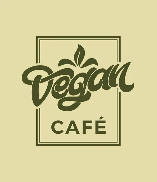 Vintage Vegan Cafe tipografi bej renkli arka plan üzerinde. Restoran, Cafe menü için yazı el yazısı. Vektör öğeleri için etiketleri, logolar, rozetleri, Etiketler ve simgeler. Organik tasarım şablonu. — Stok Vektör