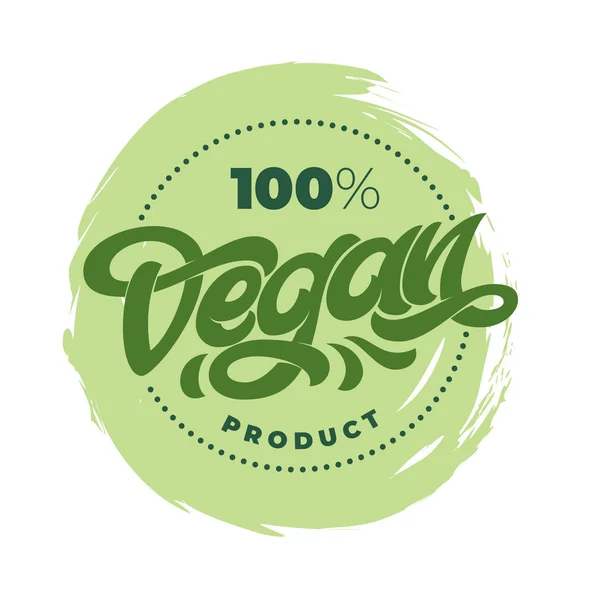 100 VEGAN PRODUCT Sello de letras vectoriales Ilustración sobre fondo blanco aislado. Letras manuscritas para restaurante, menú de cafetería. Elementos vectoriales para etiquetas, logotipos, insignias, pegatinas o iconos . — Archivo Imágenes Vectoriales